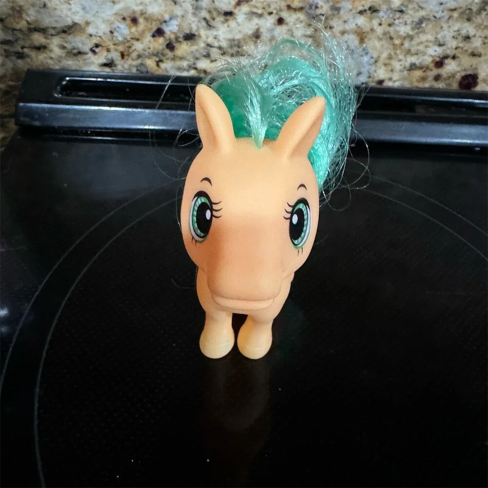 Pretty Ponies Mini Pony Figure Tan w/ Teal Mane & Tail My Little Pony